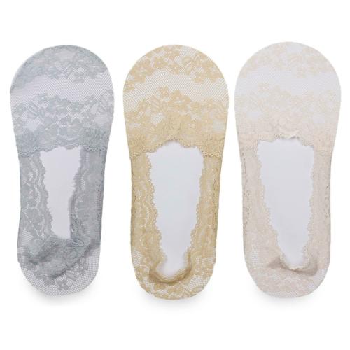 Neska Moda 3 Pair Women's Cotton Net No Show Loafer Belly Socks-(Peach,Grey,Beige)