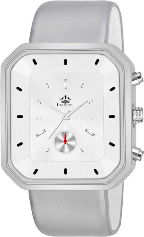 Limestone White Dial White Strap Analog Watch for Men