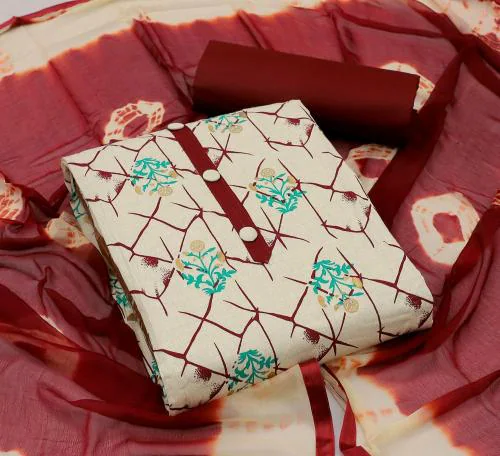 Panzora Khadi Cotton Unstitched Salwar Suit Dress Material