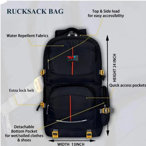 Mountaining Trekking Travel Bagpack & Rucksack-01-Rucksack - 55 L (BLACK)