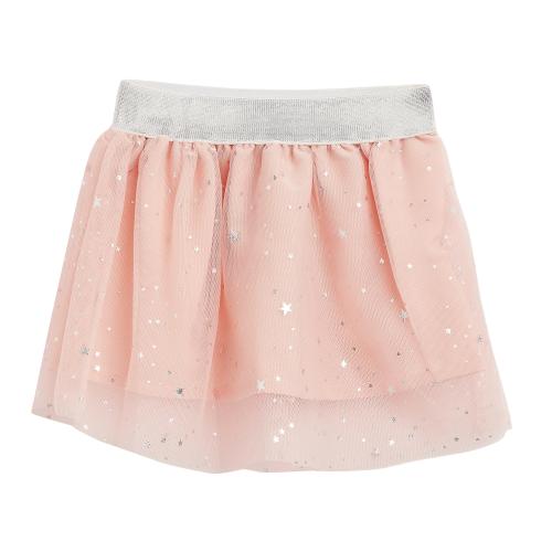 Camey Fancy Baby Peach silver star foil Skirt with silver lurex elasticated waistband