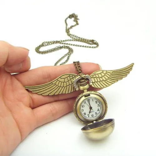 GT Gala Time Mubco Gold Metal Harry Potter Golden Snitch Ball Pendant Pocket Watch