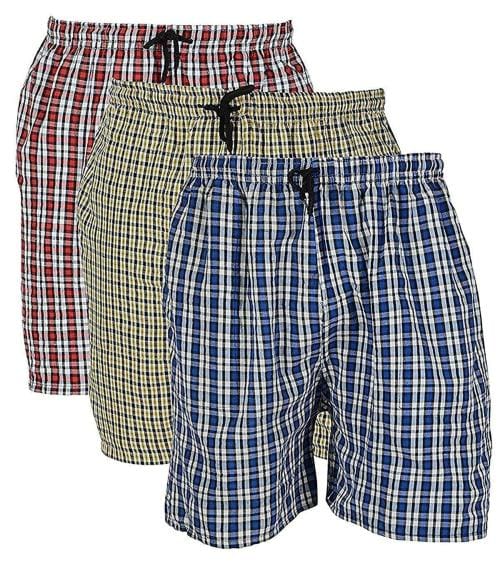 Awala Fashion Men's Cotton Checkered Printed Boxers, Shorts, Multicolor Pack-of -3