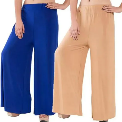 PI World Women's and Girls Sarina Regular Fit Palazzo Pants - Free Size - Royal Blue/Beige