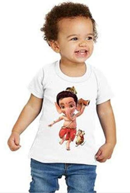 shree chitransh creations Design - Bal Ganesh Printed t-Shirt for Kids (Age 6 yr) White