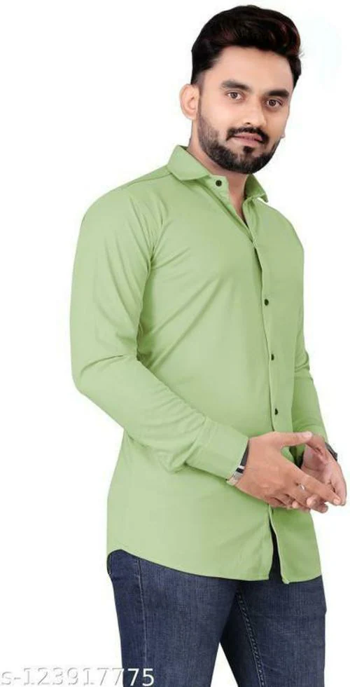 LG Men Solid Formal Green Shirt