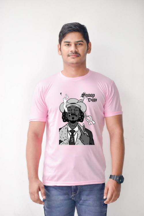 Estaban Men Pink Doop Doga Graphic Print Polyester T-Shirt (S)