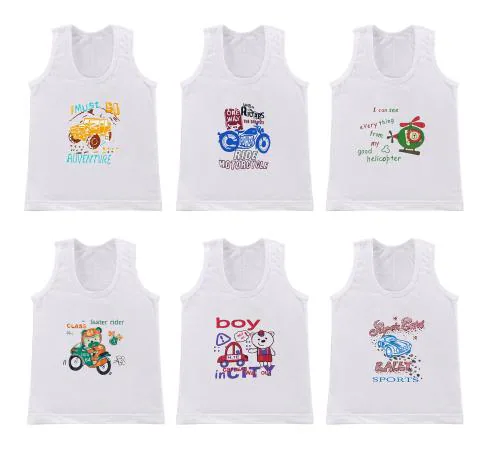 Neeba White Cotton Undershirt/Vest For Boys Pack of 6