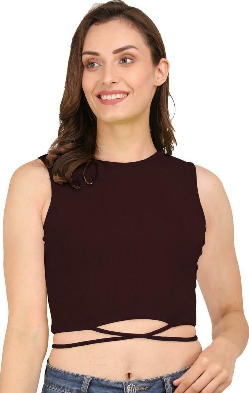 Buy AD2CART_Women Lycra Blend Maroon Crop Top_XS Online at Best Prices