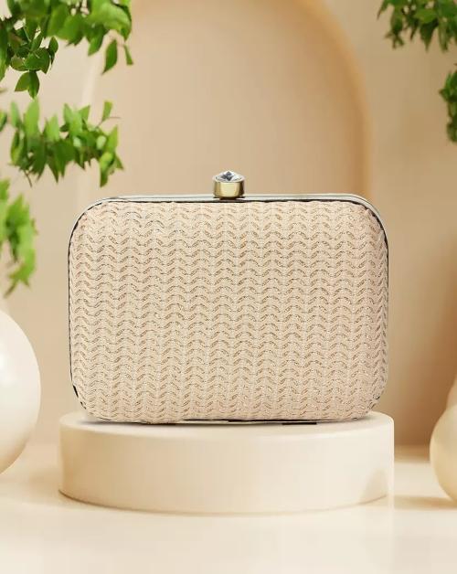 SHAMRIZ Women & Girls Stylish Clutch | Clutches for Party Wear |Hand Bag | Bag| Ladies Purse|Leather Purse (Beige Color)