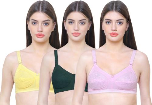 Zivok Multicolor Full Coverage Elastane Non Padded Bra (44B) Pack of 3