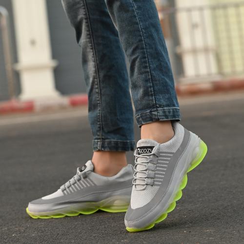 Pecozy Mesh Sports cum Running and Training Lace-up Shoes For Men (Silver)
