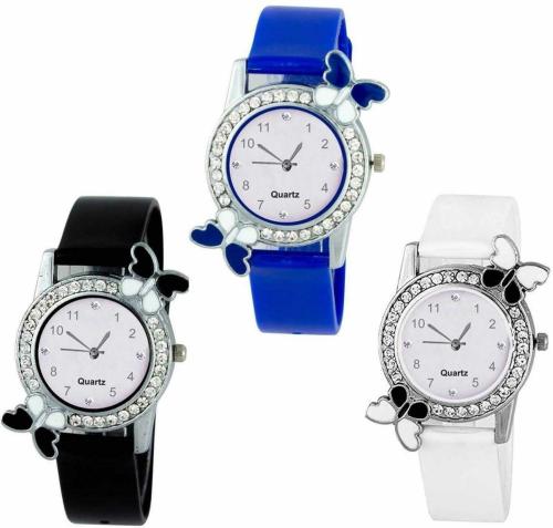 SPLAZOS Analog Multicolor Dial and Strap Wrist Watches for Girls and Women (pack of 3)