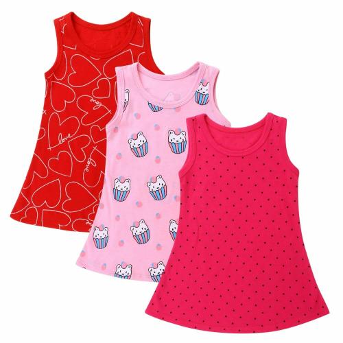 clapkids Baby Girls Midi A-Line Dress (SET3-MIDI_Rani Pink Red_12 Months-18 Months)