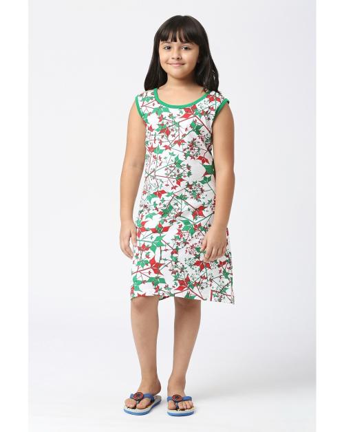SINI MINI Girls Cotton Dress With Allover Printing (Pack of one)