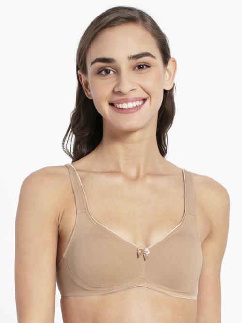Jockey Women's Tan Solid Cotton Blend Pack of 1 Non Padded Non Wired Bra