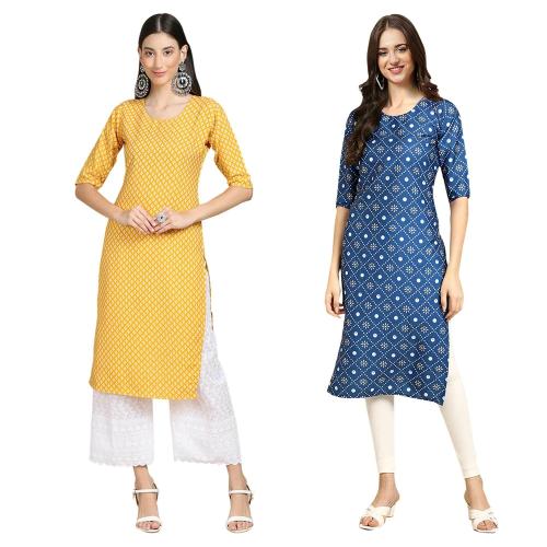 kurti for women kurti crepe kurti | kurti for women | kurti crepe kurti |ladies kurti |women kurta | Creap kurti | kurties |Ethnic Basket Women's Crepe Digital Print Straight Kurta{ Pack of 2} [ AB-350-353-S]