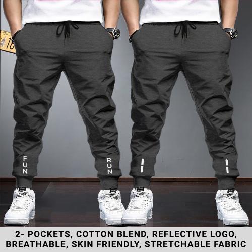 Tripr Pack of 2 Men Solid Black Track Pants