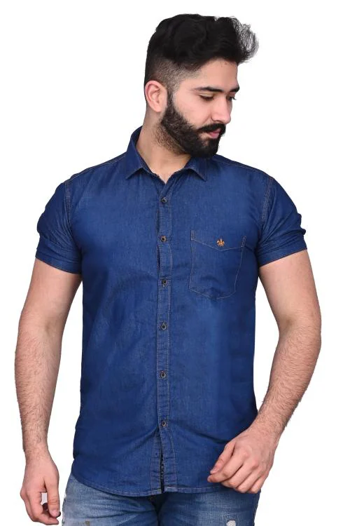 PENT - ONE Denim Men shirt Half Sleeves Blue_XL