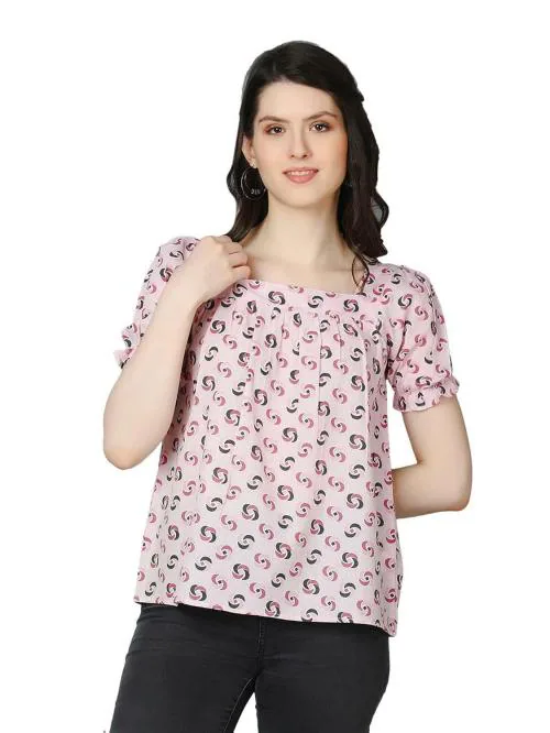 ZUVINO Summer Cotton Tops for Women || Long Top for Women || Stylish Floral Tops with Puffed Sleeves.
