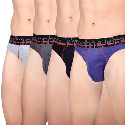 Frenchie Casuals 4002 Men's Cotton Briefs, Soild Underwear for Men with Ultrasoft Waistband - Pack of 4(XL)