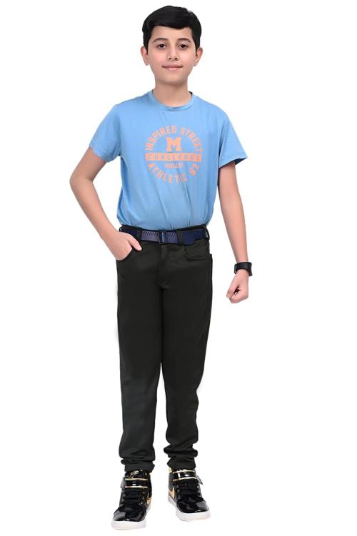 JUMPTIGER Kids Boys Stylish Fashionable 2 Way Lycra Fabric Stretchable Trouser Pant - Dark Green