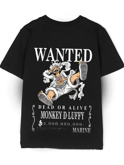 Wild Punk Luffy Gear 5 Oversized Tshirt for Men (Black)