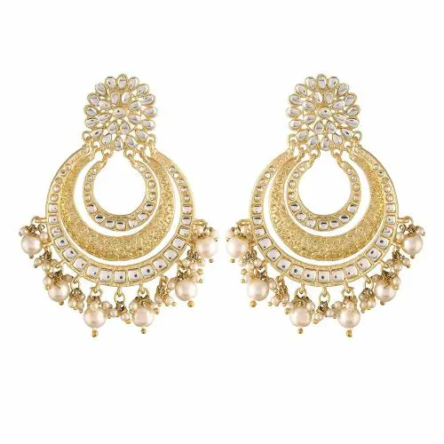 I Jewels Gold Chandbali Earrings For Women