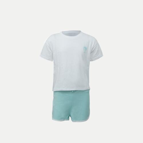 Rad Prix Girls White / Blue Tshirt with Shorts Set