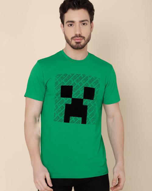Free Authority Young Men Minecraft Printed Green Tshirt