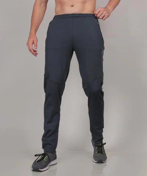 SELECT Men's Sports Regular Fit Lycra Track Pant with Two Side Zipper Pockets 42 Grey