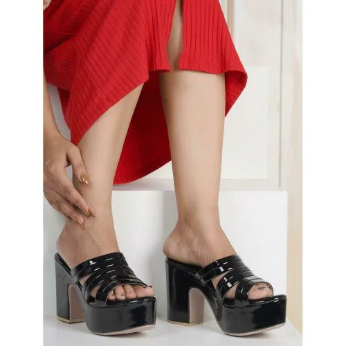 Walkfree Textured Open Toe Block Heels