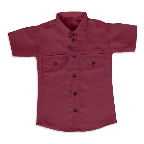 Zoonic Kids Solid Cotton Blend Casual Shirt Half Sleeve With All Kid's Year Size:14Years-15Years (Maroon)