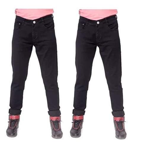 French Valley Denim Jeans for Men's/Boys/Adults | Relaxed |Straight Jeans Stretchable Denim Jeans Regular Fit Jeans Zed Black Mid Rise Denim Combo (Pack of 2)