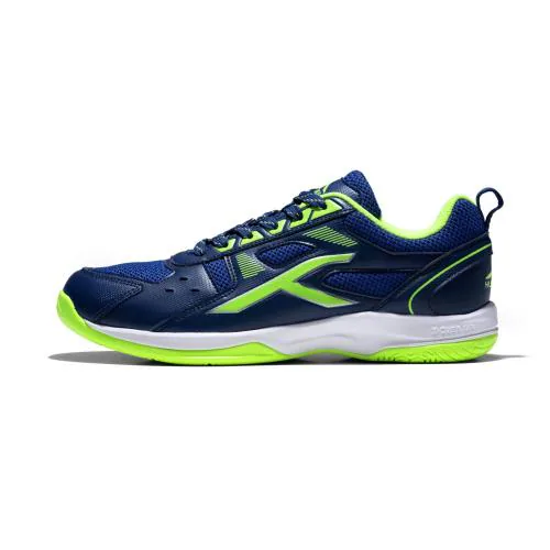 Hundred Raze Non Marking Badminton Shoes | Also Perfect for Squash, Table Tennis, Volleyball, Basketball & Indoor Sports | Lightweight & Durable | X-Cushion, Active Grip Sole, Toe Assist (Navy/Lime ; UK 8)