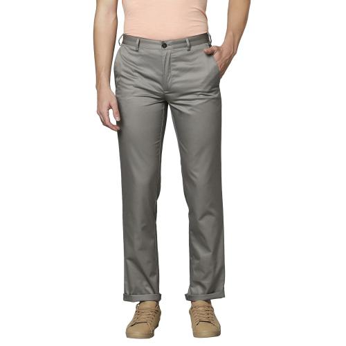 Buy Park Avenue Men Grey Solid Cotton FlatFront Pants Online at Best