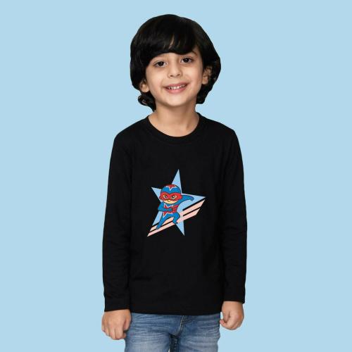 Nusyl Boys Black Printed Full sleeve T-Shirt