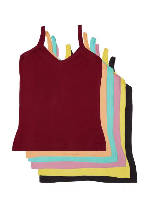 Our Little Munkee Cotton Girls Slips / Camisoles (Pack of 6) Multicolor, 14-15Y