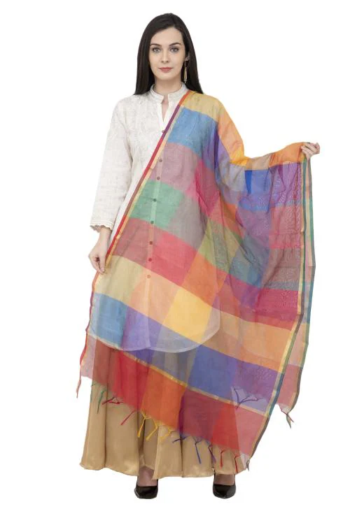 A R Silk Chanderi Multi Box Multi Box Multi Color Color Dupatta/Chunni