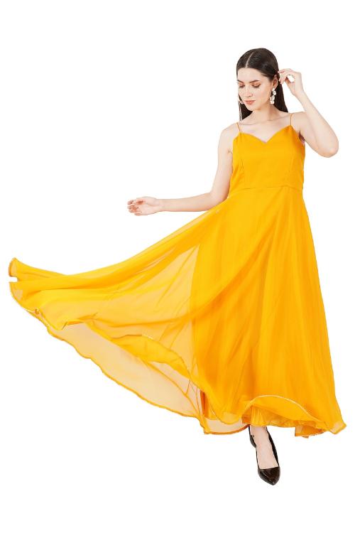 Chic on Fire Trendy Yellow Anarkali suit M