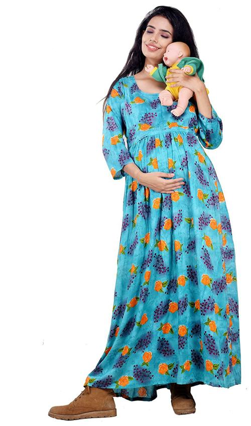 Buy CLYMAA Women Cotton Maternity Gown Dress (XL) Online at Best Prices