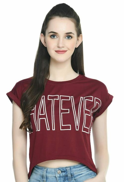 STALLIORE Women’s Lycra T Shirt | Round Neck Whatever Half Sleeves T Shirt | Comfy Tshirt for Women