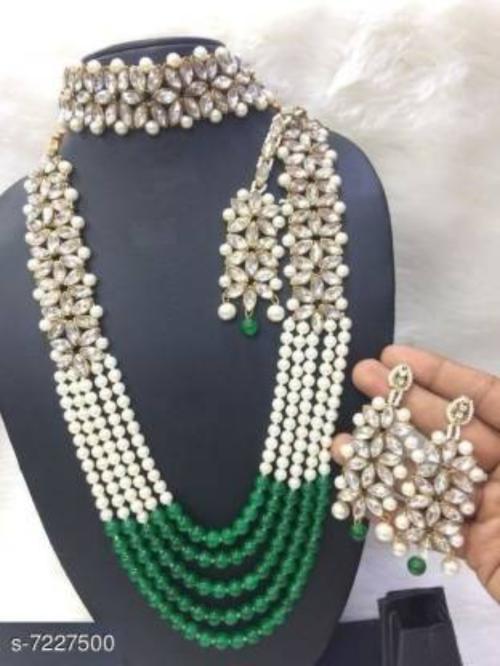 Shikha Store Alloy Earrings and Necklace Set (Multicolor)