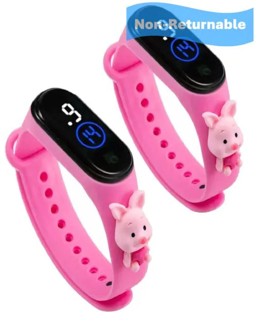 Goldenize Fashion Multicolor Digital Dial Waterproof Stylish and Fashion Child Wrist Smart Watch LED Band for Kids,Colorful 3D Cartoon Super Hero for Kids,Boys & Girls (pack of 2)