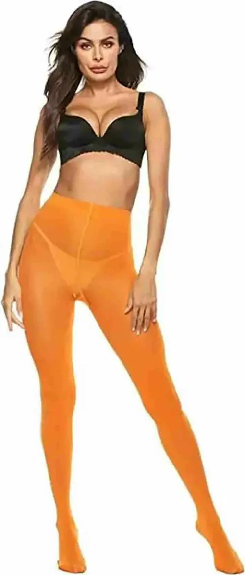 ogimi - ohh Give me Sheer Pantyhose/Stockings Women & Girl's Full Length High Waisted Pantyhose Stockings Free Size (Orange)