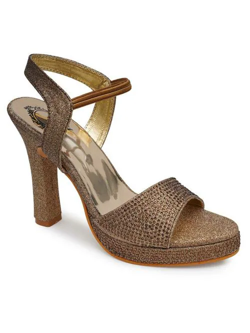 Stepee Stylish Fancy Trendy and Comfortable Brown Heel Sandals for Women & Girls - Wedges | Heeled | Sandals | Block heel | Casual | Formal