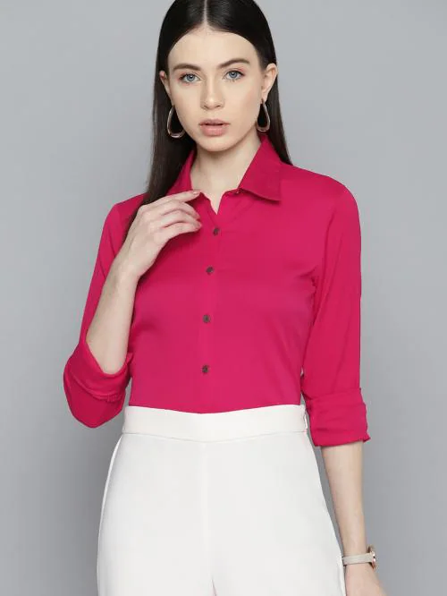 Wisstler Women Magenta Color Solid Shirts