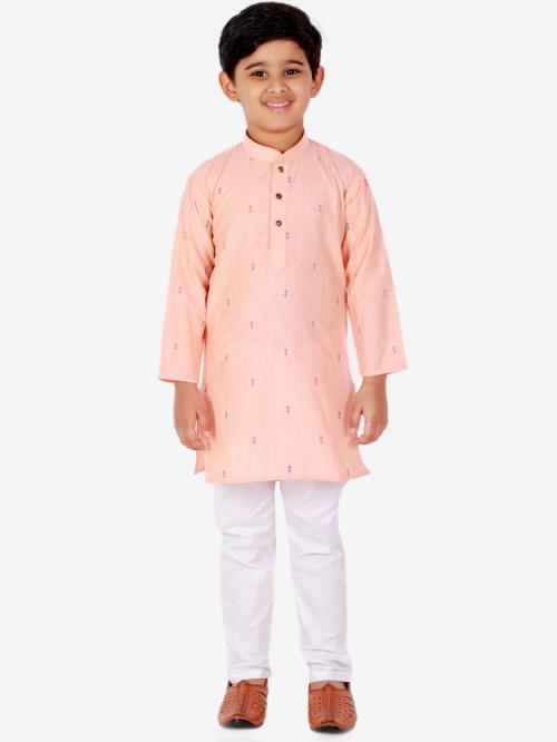 Pro-Ethic Style Developer Kid's Cotton Peach Kurta Pajama Set For Boys