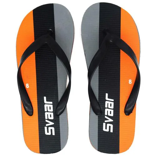 Svaar Printed Black Hawai Chappal For Men