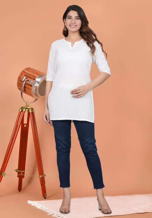 VAASH Presents Designer Cotton V-Neck Short Kurta/Kurtis for Women & Girls (Solid Kurti-Black-XL)